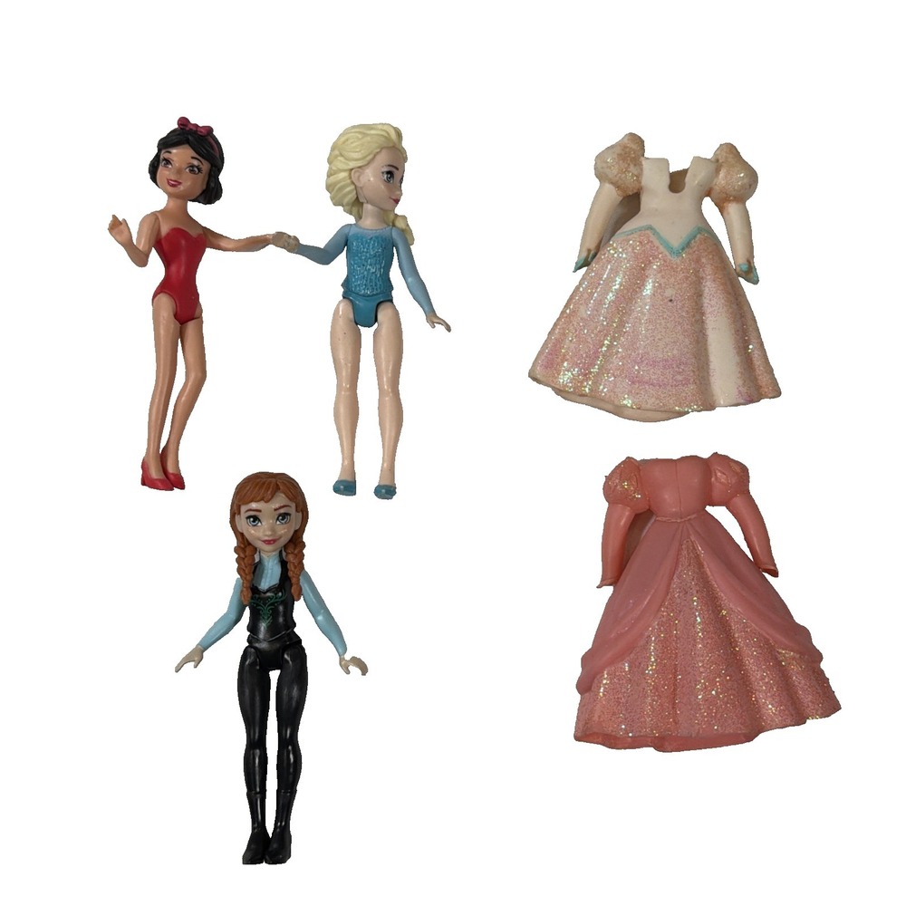 Polly Pocket Disney Frozen Elsa & Anna Snow White Play Figures Dolls
